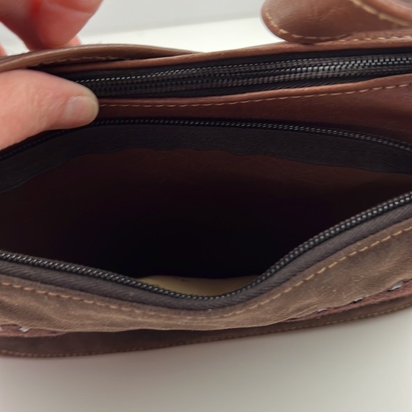 KGB Brown Vegan should bag with patchwork detail - Picture 4 of 10